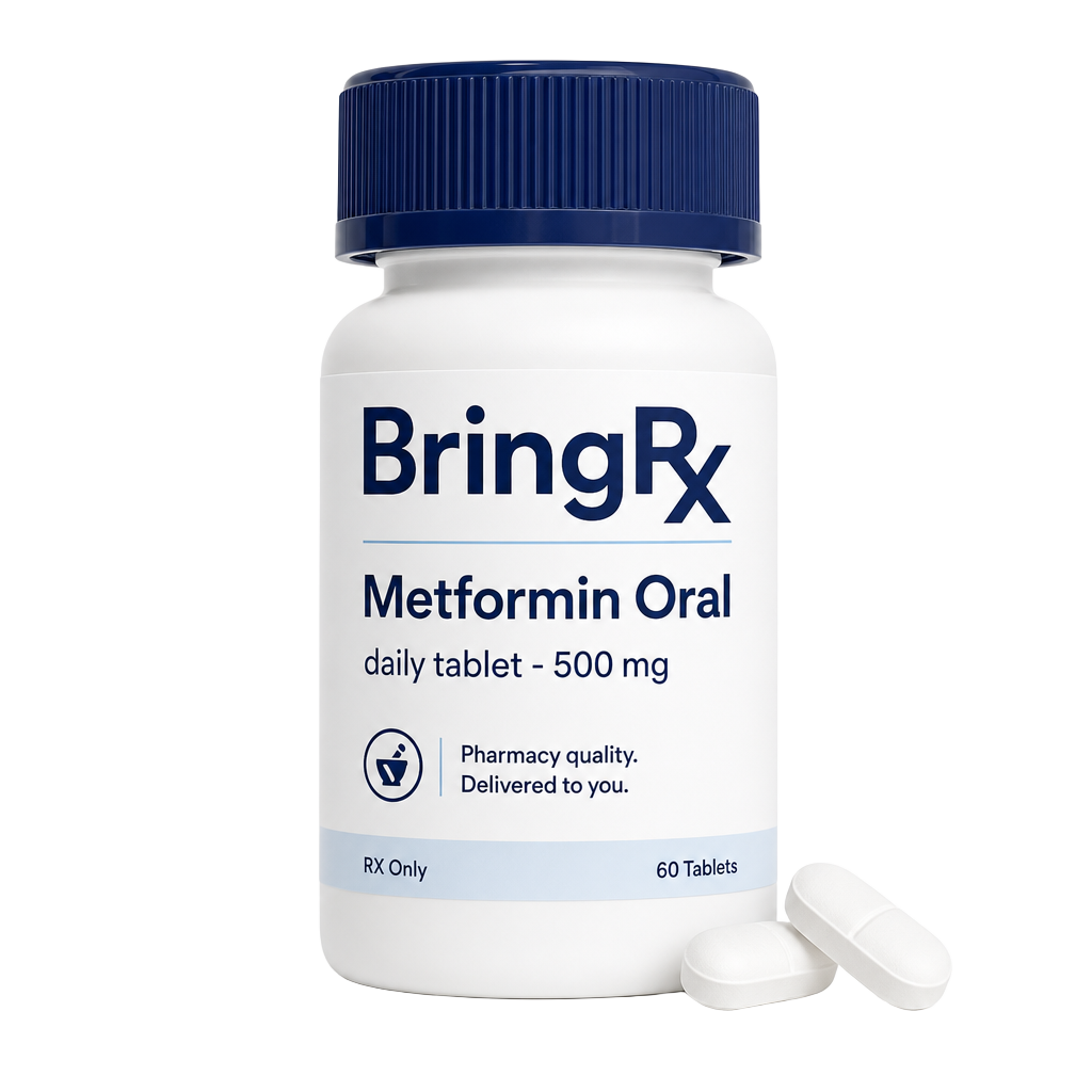 BringRx Metformin Oral vial with branded label